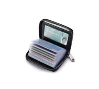 Geettcaifu Genuine Leather Credit Card Holder, Wallet Case, Bank Card Case, RFID Blocking Secure Card Case, ID Case, Organizer Zipper Wallet 1 Pcs, Black, Rfid Blocking Secure Card Case Id Case