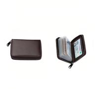 Geettcaifu Genuine Leather Credit Card Holder, Wallet Case, Bank Card Case, RFID Blocking Secure Card Case, ID Case, Organizer Zipper Wallet 1 Pcs, Coffee, Rfid Blocking Secure Card Case Id Case