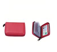 Geettcaifu Genuine Leather Credit Card Holder, Wallet Case, Bank Card Case, RFID Blocking Secure Card Case, ID Case, Organizer Zipper Wallet 1 Pcs, Rose, 4.33 x 3.35 x 0.98 inches, Rfid Blocking