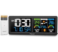Geevon DCF Large Wireless Weather Station with Outdoor Sensor, Large 2 Screens Digital Indoor Outdoor Thermometer Weather Stations Indoor/Outdoor Temperature Digital Radio-Controlled Alarm Clock Wall