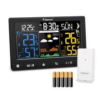 Geevon DCF Weather Station with Outdoor Sensor, Large LCD 350° Reading Angle for Indoor and Outdoor Temperature, Humidity, Barometric, Moon Phase, Weather Forecast (246304 with Batteries)