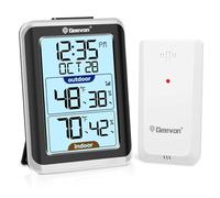 Geevon Indoor Outdoor Thermometer Wireless Digital Hygrometer Temperature Gauge with Time, 200ft/60m Range Temperature Humidity Sensor