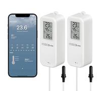 GEEVON-LINK 2PC WiFi Refrigerator Thermometer Hygrometer with Alarm, Freezer Temperature with Probe, Wireless Digital Fridge Thermometer Humidity Sensor, Free Data Export for Home Kitchen Fridge Tub