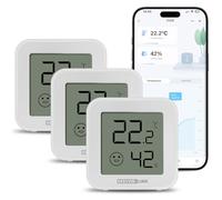 GEEVON-LINK Bluetooth Thermometer Hygrometer, Indoor Temperature Humidity Sensor with Electronic Ink Display, App Notification Alert, Free Data Storage Export, Digital Remote Monitor for Bedroom