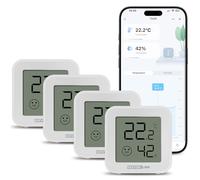 GEEVON-LINK Bluetooth Thermometer Hygrometer, Indoor Temperature Humidity Sensor with Electronic Ink Display, App Notification Alert, Free Data Storage Export, Digital Remote Monitor for Bedroom