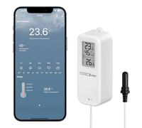 GEEVON-LINK WiFi Refrigerator Thermometer Hygrometer with Alarm, Freezer Temperature with Probe, Wireless Digital Fridge Thermometer Humidity Sensor, Free Data Export for Home Kitchen Fridge Tub (1)