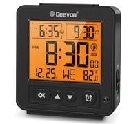 Geevon Small Digital Atomic Alarm Clock for Bedroom, Travel Table Clock with Auto/8s Backlight, 2 Alarm, Temperature, Desk Clock Battery Operated for Deep Sleepers Kids Elderly Home Office, Black