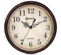 Geevon Vintage 14" Silent Wall Clock Non Ticking Analog Wall Clock Quartz Decorative Battery Operated Clock for Bedroom/Living Room/Kitchen/Office Decor