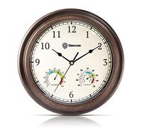 Geevon Wall Clock Non Ticking 12 Inch with Hygrometer and Thermometer Combo,Battery Operated Quartz Decorative Large Wall Clocks for Home,Living Room,Office,Classroom,Kitchen,Bedroom Wall Decor
