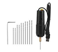 Geevorks Drill Set Resin Electric Mini Drill with 10pcs Drills Bits 100pcs Screw Eye Pin for Jewelry DIY Aluminum Products Wood Key Chain Making Resin Casting Molds Black