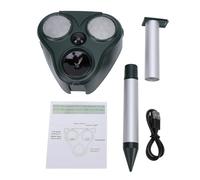Geevorks Solar Ultrasonic Cat Repellent Outdoor Motion Activated Pest Deterrent with LED Flash Alarm, IP66 Waterproof, 5 Working Modes, 10M/110° Detection Range, USB Solar Powered for Garden Yard Farm