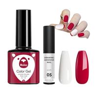GEEWHILE Gel Nail Polish Set, 2Pcs Red & White Gel Polish, French Tips, Long-lasting, Classic Gel Polish, DIY at Home