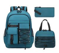 GeeWin Backpack for Boys, Boys Backpacks with Lunch Box & Pencil Case Set, 17 Inch Waterproof Boy Bookbag with Drawstring for Kids, Teens, Elementary Middle High College School Student (Green)