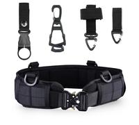 GEEWIN Men's Utility Metal Buckle 1.5 Inch Nylon Tactical Belt with CQB/Rigger's Heavy Duty Belt Pad & 3 MOLLE Straps (Black)