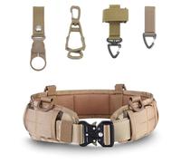 GEEWIN Men's Utility Metal Buckle 1.5 Inch Nylon Tactical Belt with CQB/Rigger's Heavy Duty Belt Pad & 3 MOLLE Straps (Desert Camo)