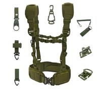GEEWIN Tactical Belt combination with Rigger's Heavy Duty Belt Pad & Shoulder Strap Expedition full Kit 8 in 1 (Woodland)
