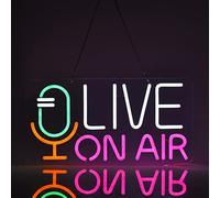 Geewkooy Live ON AIR Neon Sign, LED Dimmable Neon Lights Signs for Wall Decor, USB Powered Recording Neon Light for Beer Office Pub Party Art Lights