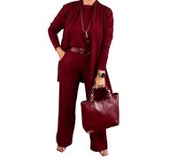 Geeylly Elegant Longline Cardigan & Top & Pants 3-Pieces Set