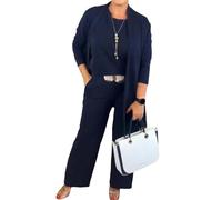 Geeylly Elegant Longline Cardigan & Top & Pants 3-Pieces Set