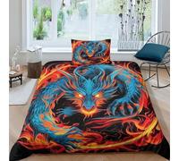 GEEYOU Artists Colorful Duvet Cover Set Hidden Zipper Dragon Quilt Cover Set with Pillowcases Bedding Set Soft Microfiber Comforter Cover Various Sizes for Kids Adults Single(135x200cm)
