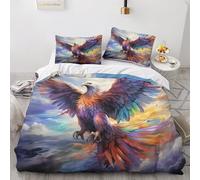 GEEYOU Eagle Comfortable Comforter Cover Hidden Zipper Birds of Prey Duvet Cover Set with Pillowcases Quilt Cover Set Soft Microfiber Bedding Set Various Sizes Double(200x200cm)