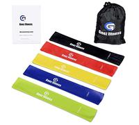 Geez Fitness Resistance Bands Loop Set of 5 bands for Women and Men, Fitness, Mobility, Strength Training Body & Injury Rehab, Glutes, Thighs, Legs, Arms, yoga, pilates. Free Ebook.