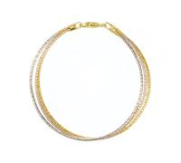 GEEZENCA Three Tone Stackable Bracelet for Women 925 Sterling Silver Gold Plated Rose Gold Plated 3 Strand Diamond Cut Link Chain Trendy Dainty Multilayer Bracelets Gift