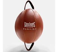 Geezers Boxing Classic Pugilist Double End Bag, Premium Cowhide Leather Speed Ball, Boxing Speed Bag MMA Dodge Ball Punching Training Floor to Ceiling Rope Workout