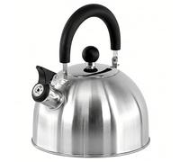 GEEZY 2.5L Stainless Steel Whistling Kettle for Gas Hob & Electric Stove Top - Lightweight Camping Tea Pot with Folding Handle - Portable Metal Water Boiler for Home Kitchen, Camping & Fishing