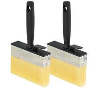 GEEZY 2 Pcs Versatile Decking Brush with Durable Natural Bristles, Ideal for Fence & Garden Painting, Ergonomic Handle, Easy Clean, Black Plastic, Perfect for Outdoor & Masonry Paint Projects