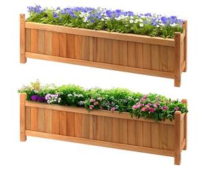 GEEZY 2x Wooden Rectangular Garden Planters & Flower Pots - Classic Large Raised Bed Baskets - Easy Assembly & Durable Wood Construction - Perfect for Patio, Balcony, or Backyard Gardening