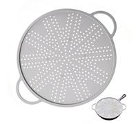 GEEZY 3-in-1 Silicone Strainer, Trivet & Splash Guard 28cm - Frying Pan Splatter Screen with Steel Rim, Side Handles, Non-Slip Feet - Draining Food, Protecting Skin & Stovetops, Resting Hot Cookware