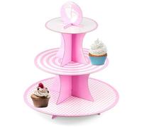 GEEZY 3 Tiers Cardboard Cupcake Stand - Reusable Pink Cake Stand & Easy Assembly - Perfect for Baby Showers, Birthdays & Celebrations - Ideal 3 Tier Cake Stands For Afternoon Tea Stands