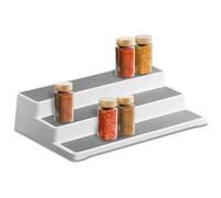 GEEZY 3 Tier Spice Rack for Inside Cupboard - Non Slip Kitchen Cupboard Organiser, Tiered Shelf for Jars Tins Cans Seasonings & Condiments - Space Saving Countertop & Pantry Organiser 36x24.5x8.5cm