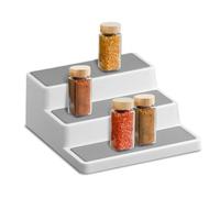 GEEZY 3 Tier Spice Rack for Inside Cupboard - Non Slip Kitchen Cupboard Organiser, Tiered Shelf for Jars Tins Cans Seasonings & Condiments - Space Saving Countertop & Pantry Organiser 19.5x24.5x8.5cm