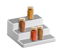 GEEZY 3 Tier Spice Rack for Inside Cupboard - Non Slip Kitchen Cupboard Organiser, Tiered Shelf for Jars Tins Cans Seasonings & Condiments - Space Saving Countertop & Pantry Organiser 19.5x24.5x8.5cm