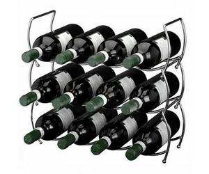 Geezy 3 Tier Stackable Stainless Steel Wine Storage Display Rack Holder 12 Bottles