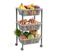 Basket On Wheels 3 Tier Wheel Mounted Trolley Household Storage Rack Organiser