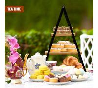 GEEZY 3 Tier Wooden Display Stand Tiered Trays Cake Holder for Afternoon Parties & Tea