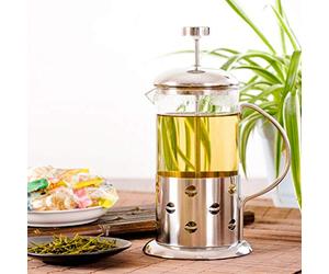 GEEZY 350ml / 3 Cup French Press Cafetiere - Stainless Steel & Glass Coffee Maker in Assorted Designs - Sustainable Coffee Press Plunger for Ground Beans & Tea
