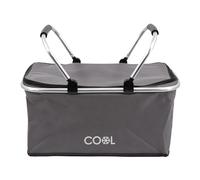 GEEZY 35L Insulated Picnic Basket Bag - Grey Large Collapsible Cool Bag with Sturdy Aluminium Frame, Weatherproof Oxford Fabric, Ideal for Picnics, Camping, Beach, Shopping