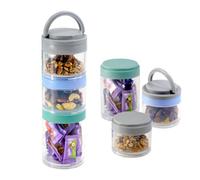 Geezy 3Pc Stackable Snack Pots Travel Food Container Storage Organiser Tower Handle