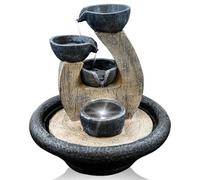 Geezy 4 Bowls Water Feature Indoor Tabletop Led Fountain Waterfall Home Decor
