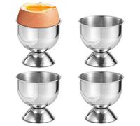 GEEZY Stainless Steel Egg Cups 4 Pieces - Boiled Egg Holder Egg Cups Holder Stand for Breakfast, Brunch Kitchen Tool. Metal Egg Cups