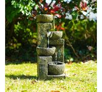 GEEZY Garden Water Feature - 4 Tier Fountain with LED Lights - Mains Powered, Self-Contained, Indoor & Outdoor - Easy Setup, Cascading & Tranquil - Great for Garden, Home, Patio & Balcony Decor