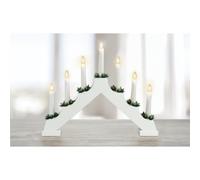 GEEZY 7 LED White Wooden Pre-Lit Christmas Candle Bridge Arch Window Decor Xmas Light