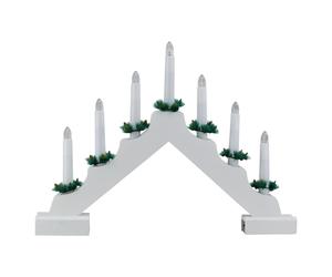 GEEZY 7 LED White Wooden Pre-Lit Christmas Candle Bridge Arch Window Decor Xmas Light