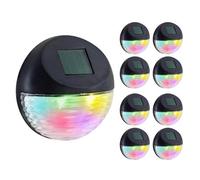 Geezy 8X Solar Fence Lights Rgb Led Outdoor Wall Mounted Waterproof Garden Lamps