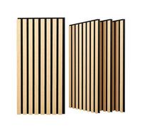 Geezy Acoustic Wall Panels 4 Pc Wood Panelling Mdf Slat Sound Absorbing Living Room