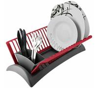 GEEZY Compact Space Saving Plastic Dish Drainer Draining Rack With Drip Tray & Adjustable Cutlery Section